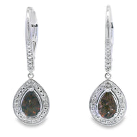 .87ct Quartz Diamond Dangle Earrings 10KT White Gold