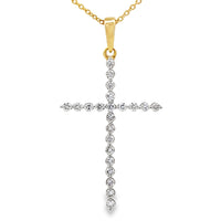 .21ct Diamond Cross Religious Pendant 14KT Yellow Gold