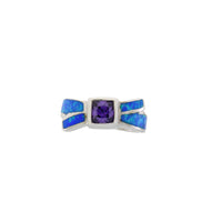 Genuine Created Opal Ring Sterling Silver