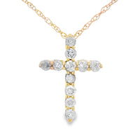 .19ct Diamond Cross Religious Pendant 14KT Yellow Gold