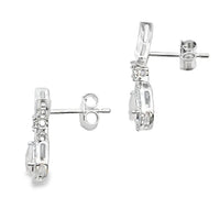 Rose Quartz Diamond Dangle Earrings 10KT White Gold