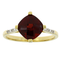 Genuine 1.25ct Garnet Diamond Ring 10KT Yellow Gold