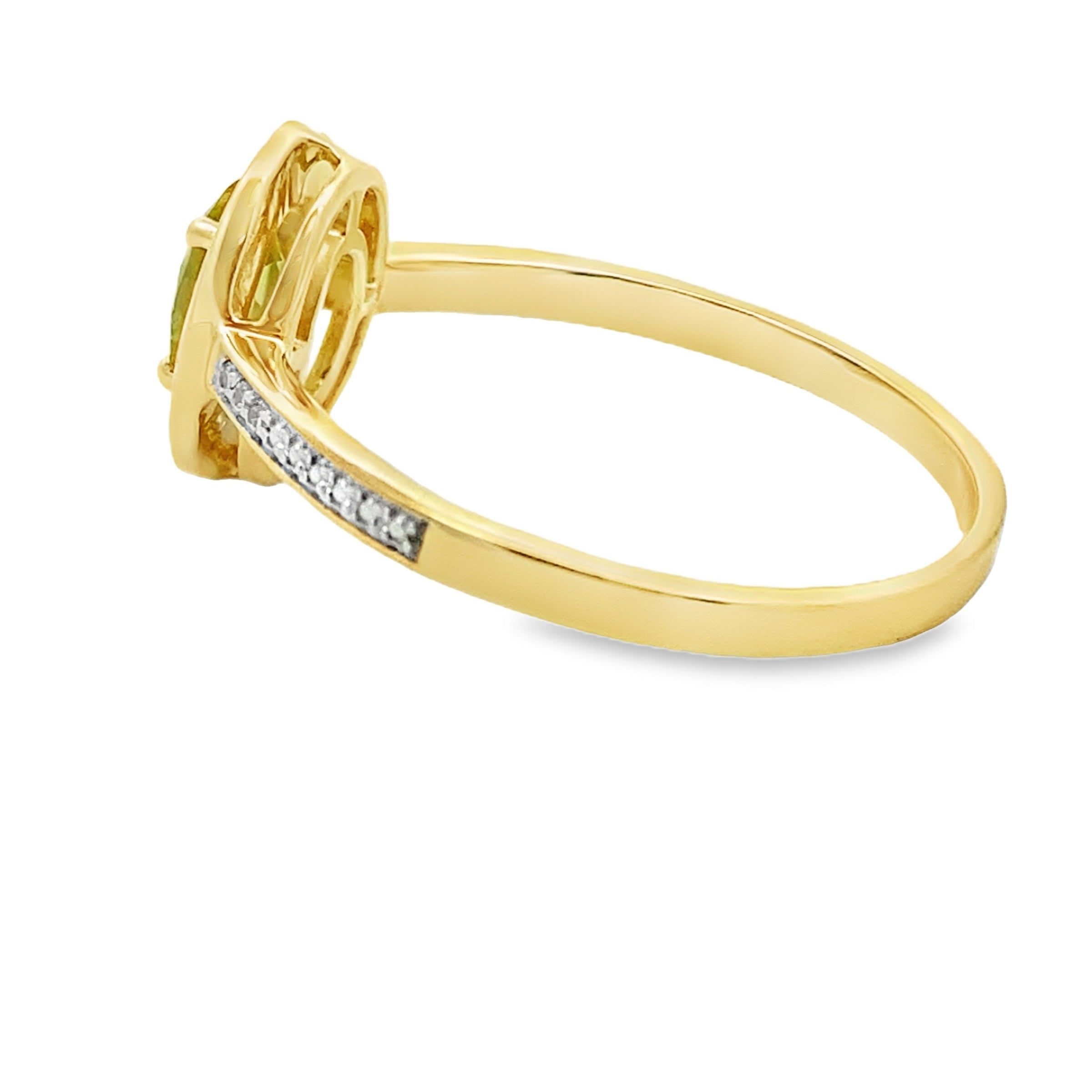 Genuine .55ct Peridot Diamond Ring 10KT Yellow Gold
