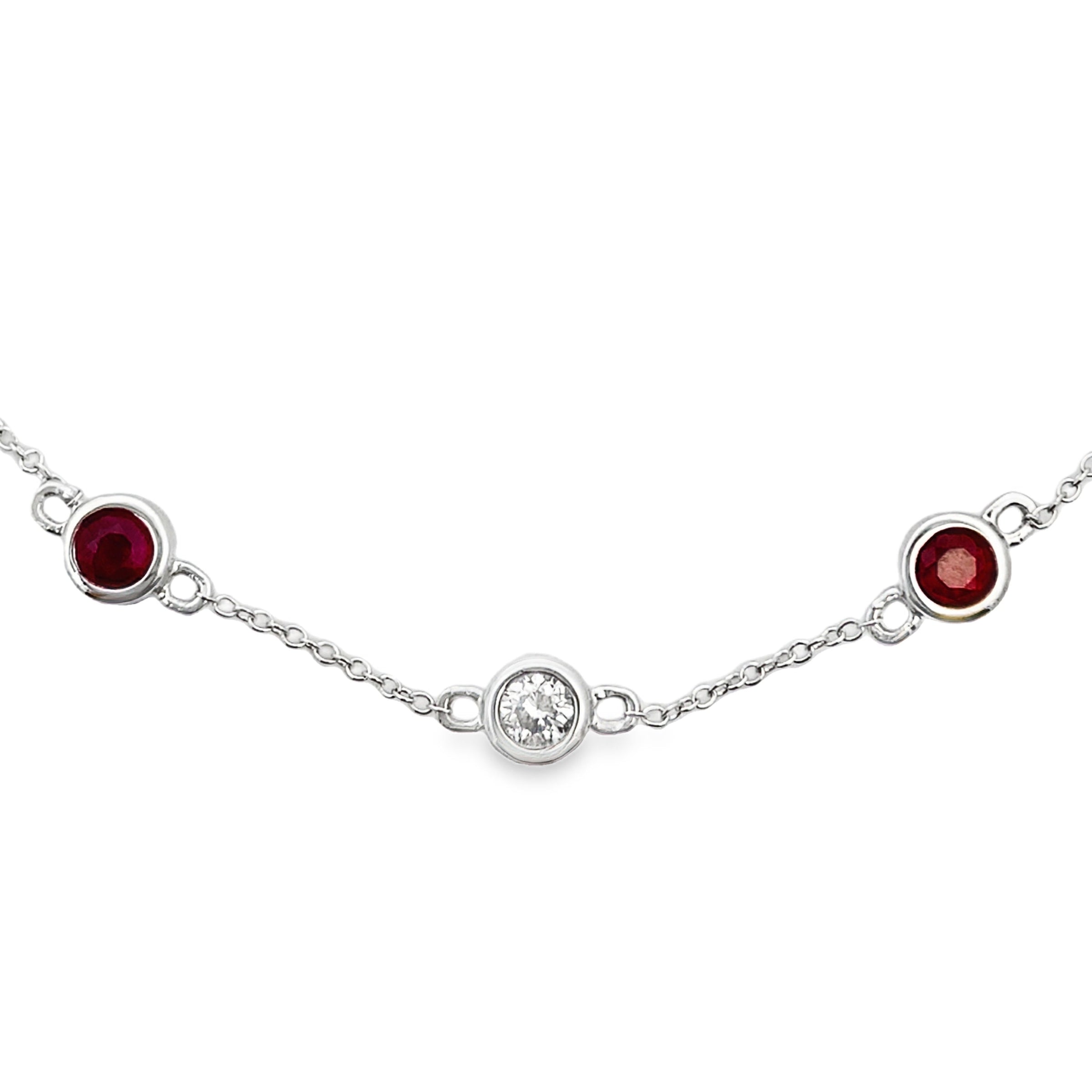 Natural .71ct Ruby Diamond Bracelet 14KT White Gold