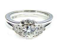 .90ct Antique Style Engagement Ring Set 14KT White Gold