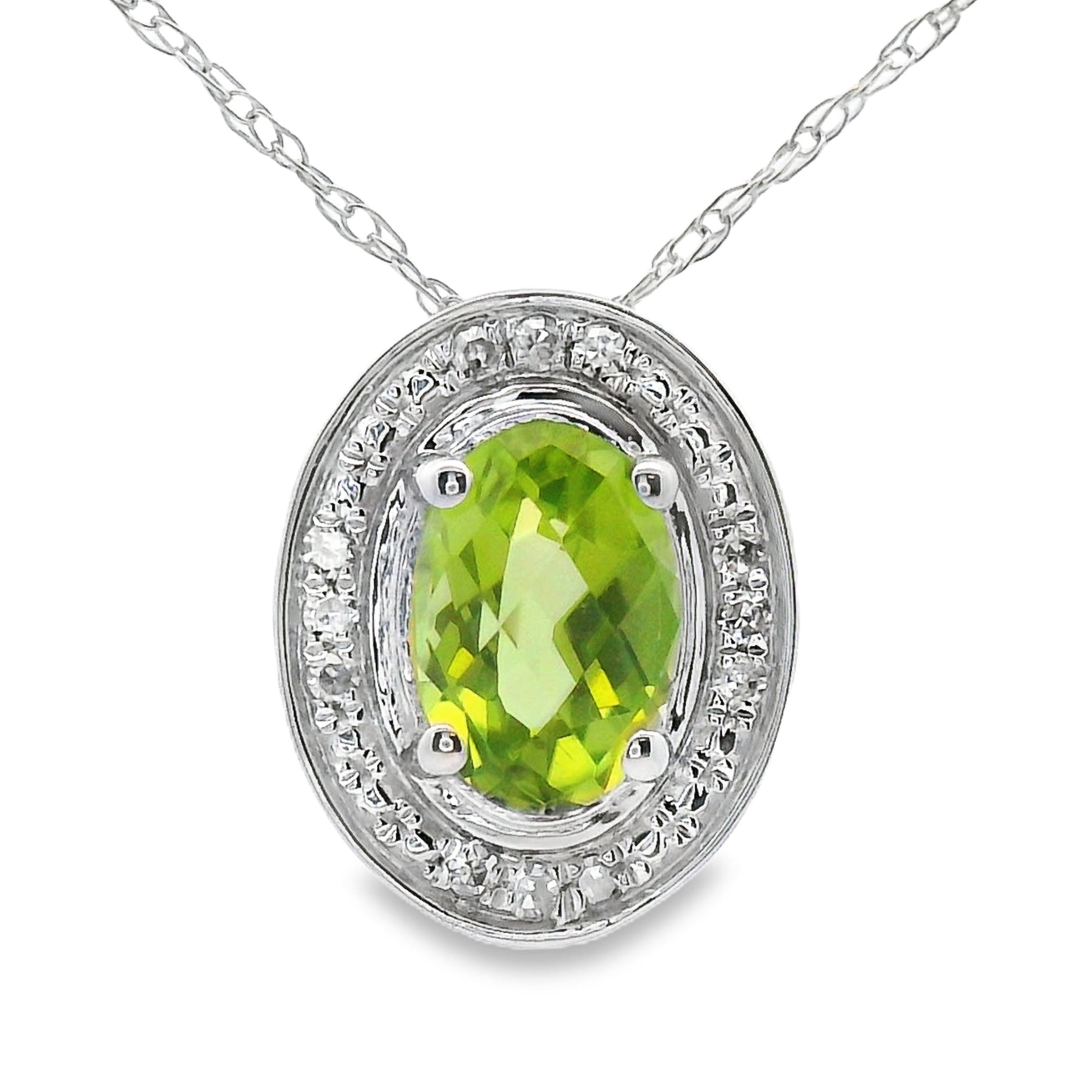 .52ct Peridot Diamond Fashion Pendants 10KT White Gold