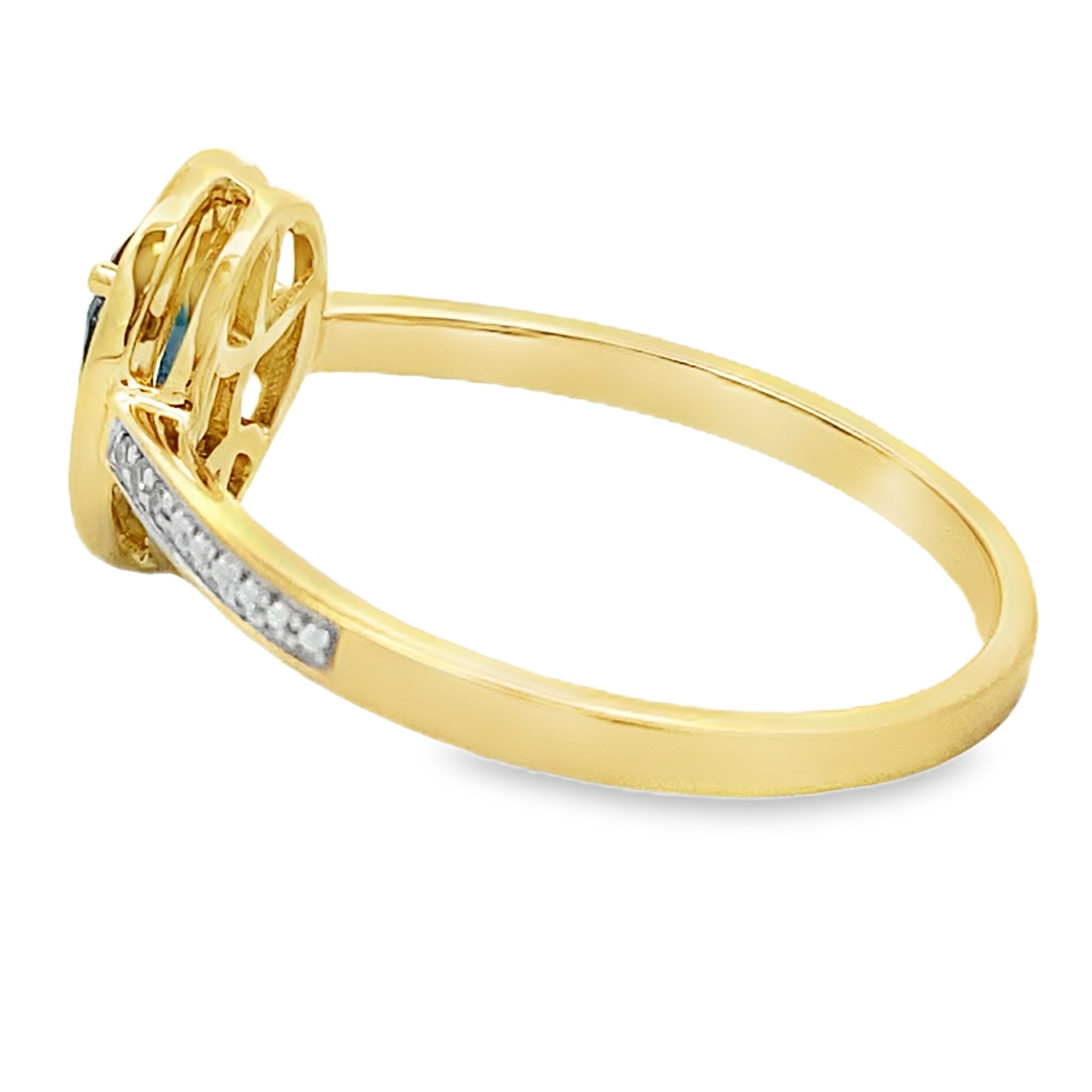 Natural .54ct Sapphire Diamond Ring 10KT Yellow Gold