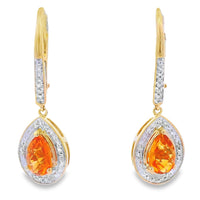.88ct Amethyst Diamond Dangle Earrings 10KT Yellow Gold