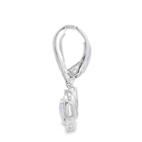 Rose Quartz Diamond Dangle Earrings 10KT White Gold