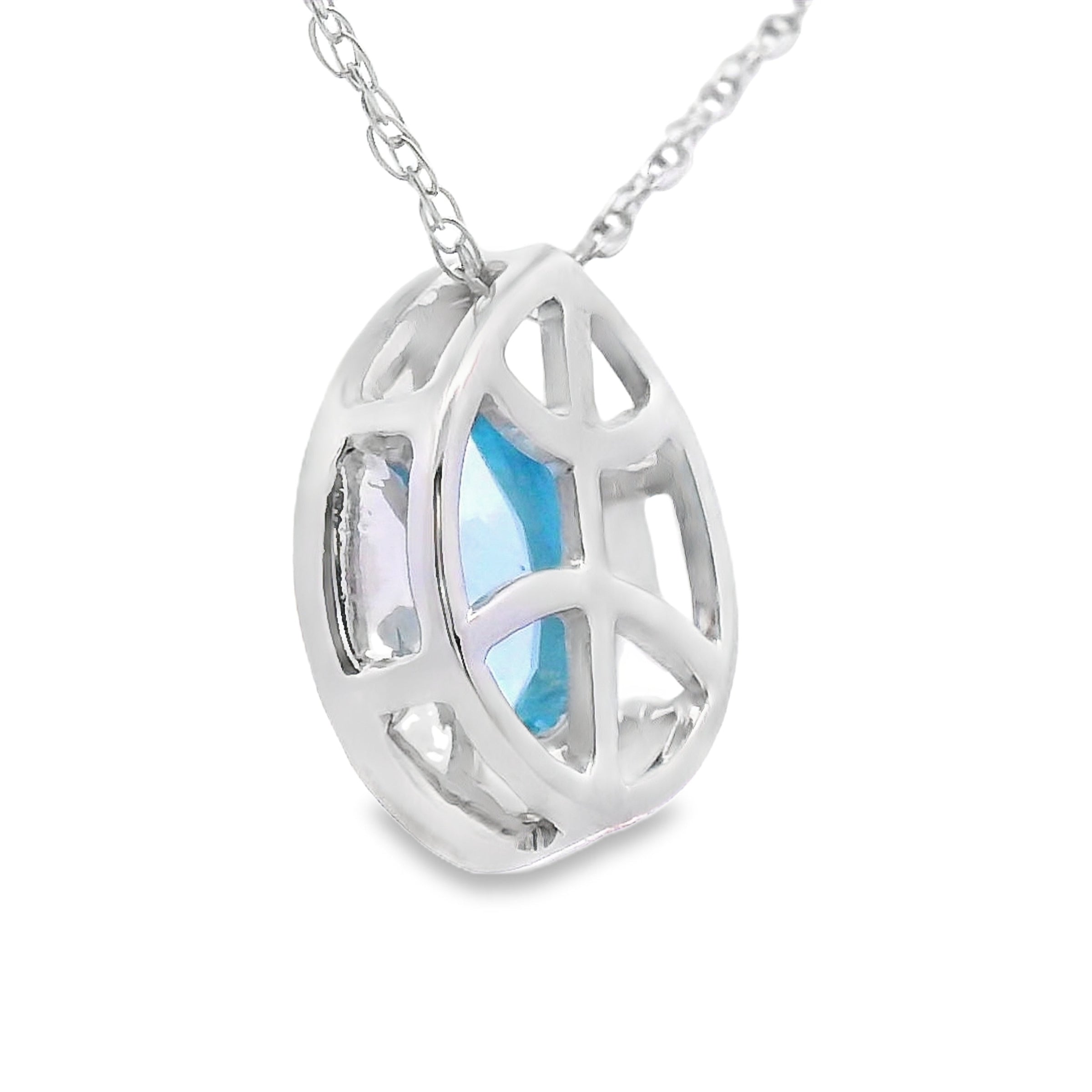 Blue Topaz Diamond Fashion Pendants 10KT White Gold