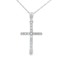 .19ct Diamond Cross Religious Pendant 14KT White Gold