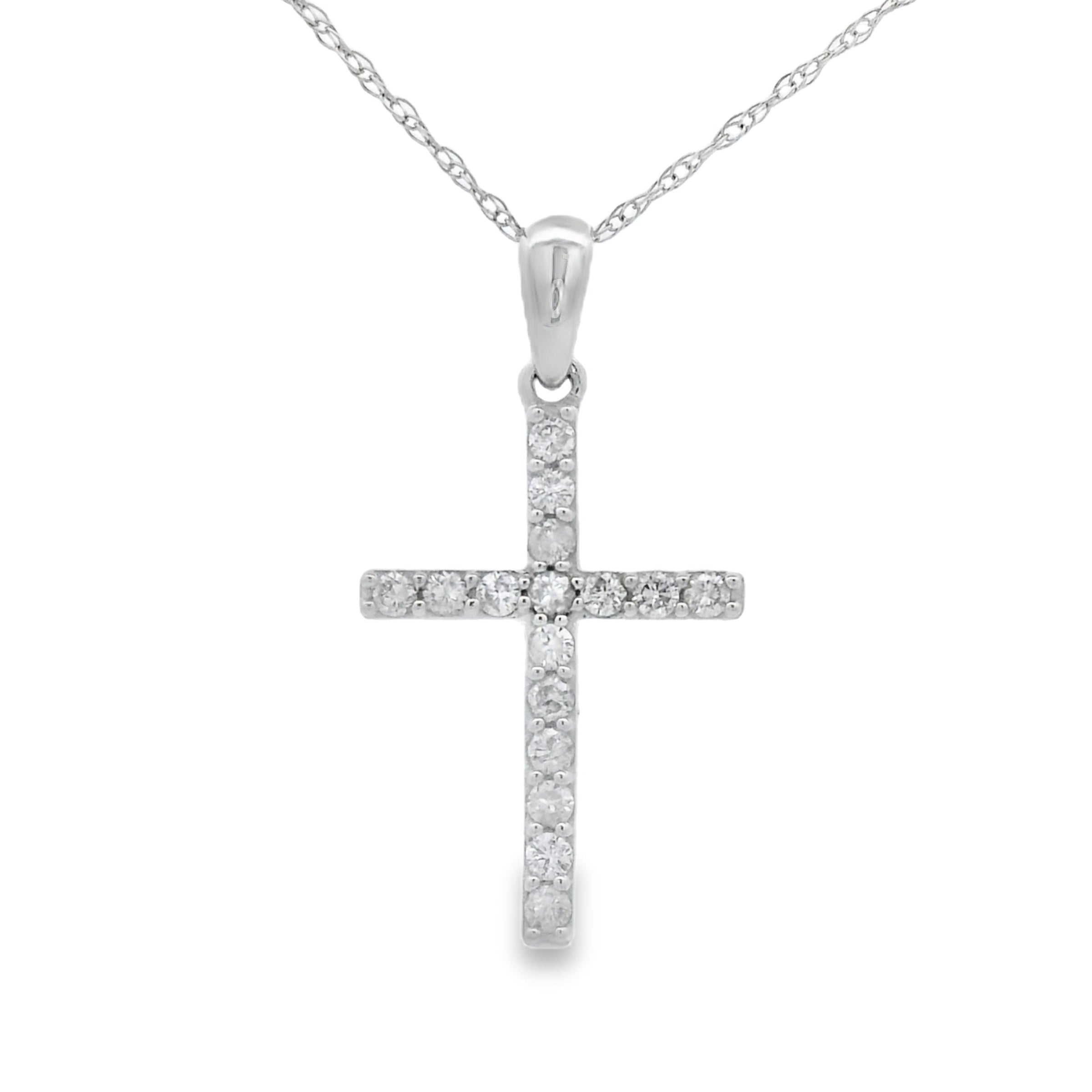 .19ct Diamond Cross Religious Pendant 14KT White Gold