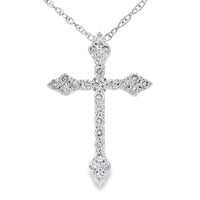 .16ct Diamond Cross Religious Pendant 14KT White Gold