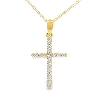 .19ct Diamond Cross Religious Pendant 14KT Yellow Gold