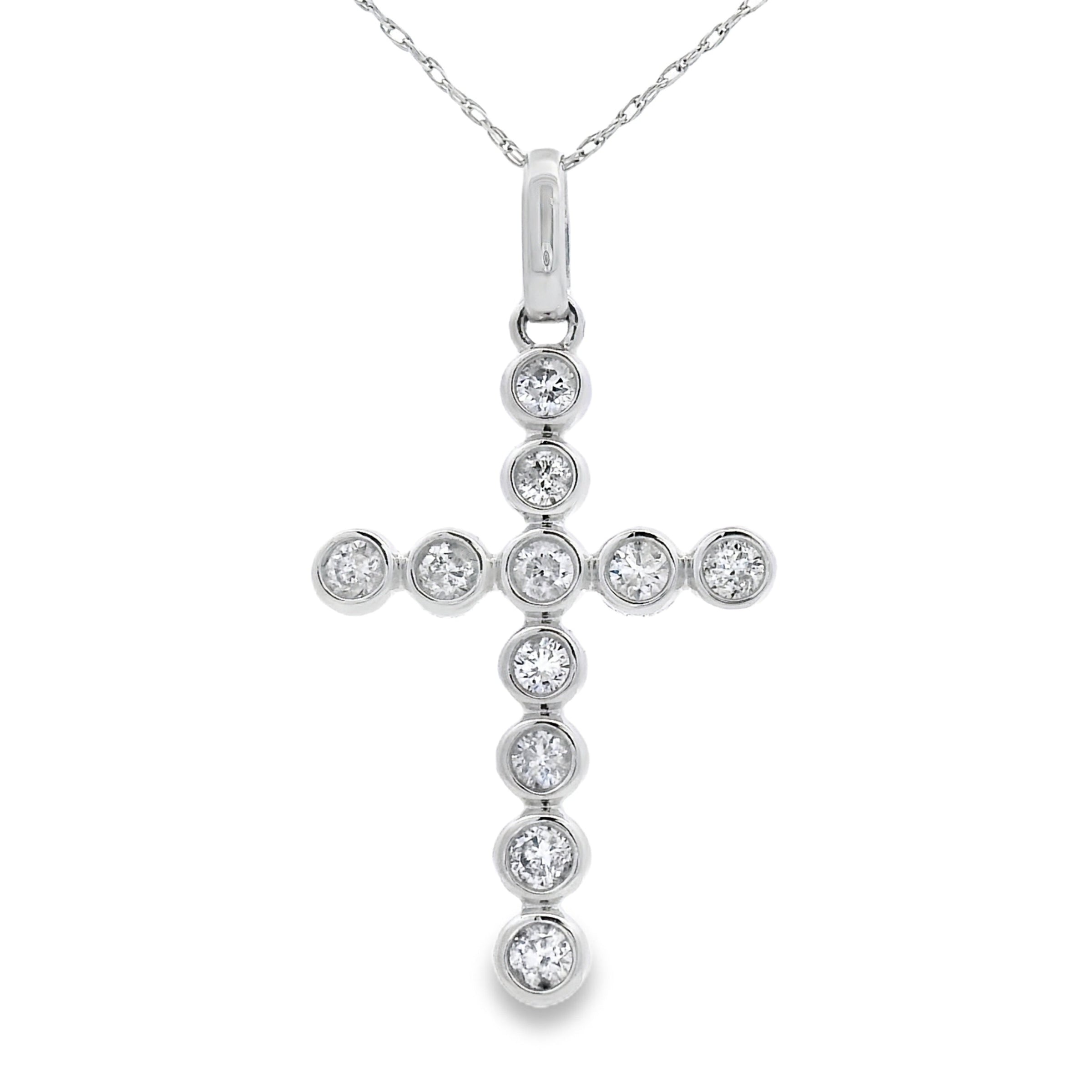 .50ct Diamond Cross Religious Pendant 14KT White Gold