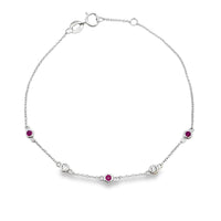Natural .17ct Ruby Diamond Bracelet 14KT White Gold