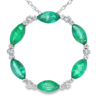 Emerald Diamond Circle of Love Pendant 10KT White Gold