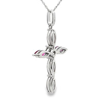 Ruby Diamond Cross Religious Pendant 10KT White Gold