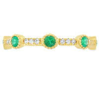 Emerald Diamond stackable band set 14KT Yellow Gold
