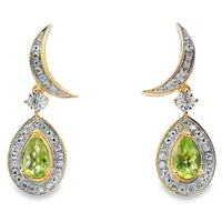 .52ct Peridot Diamond Dangle Earrings 10KT Yellow Gold