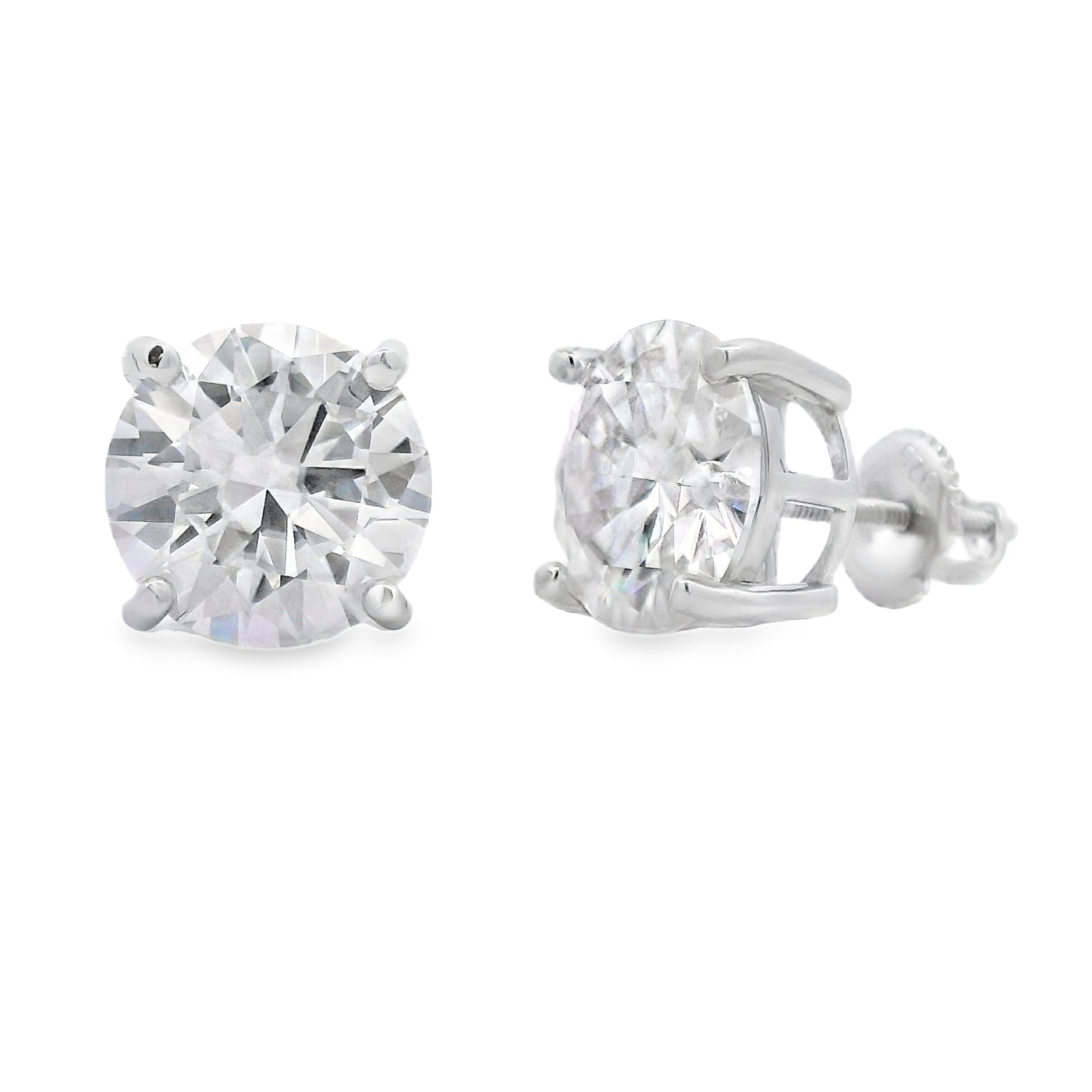 Natural 8.00ct Moissanite Stud Earrings Sterling Silver