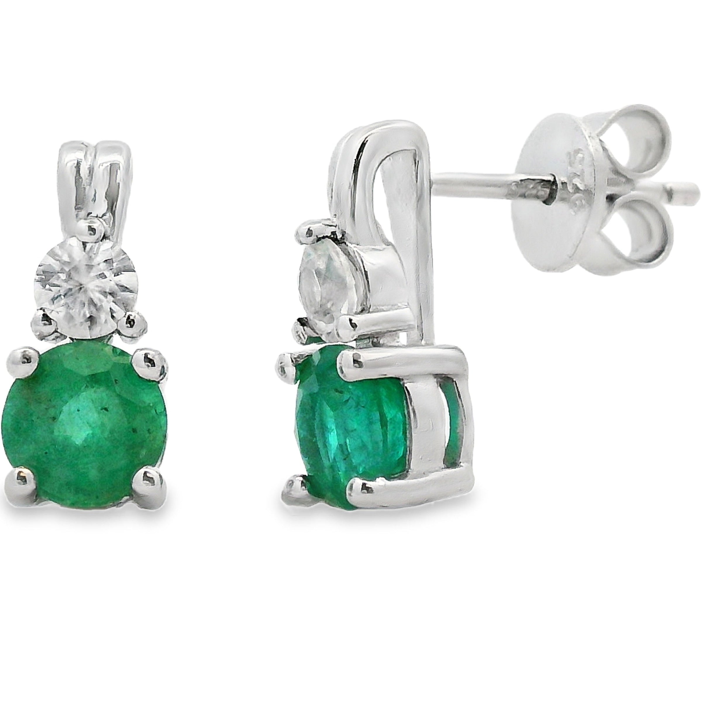 Natural 1.32ct Emerald Zircon Earrings Sterling Silver