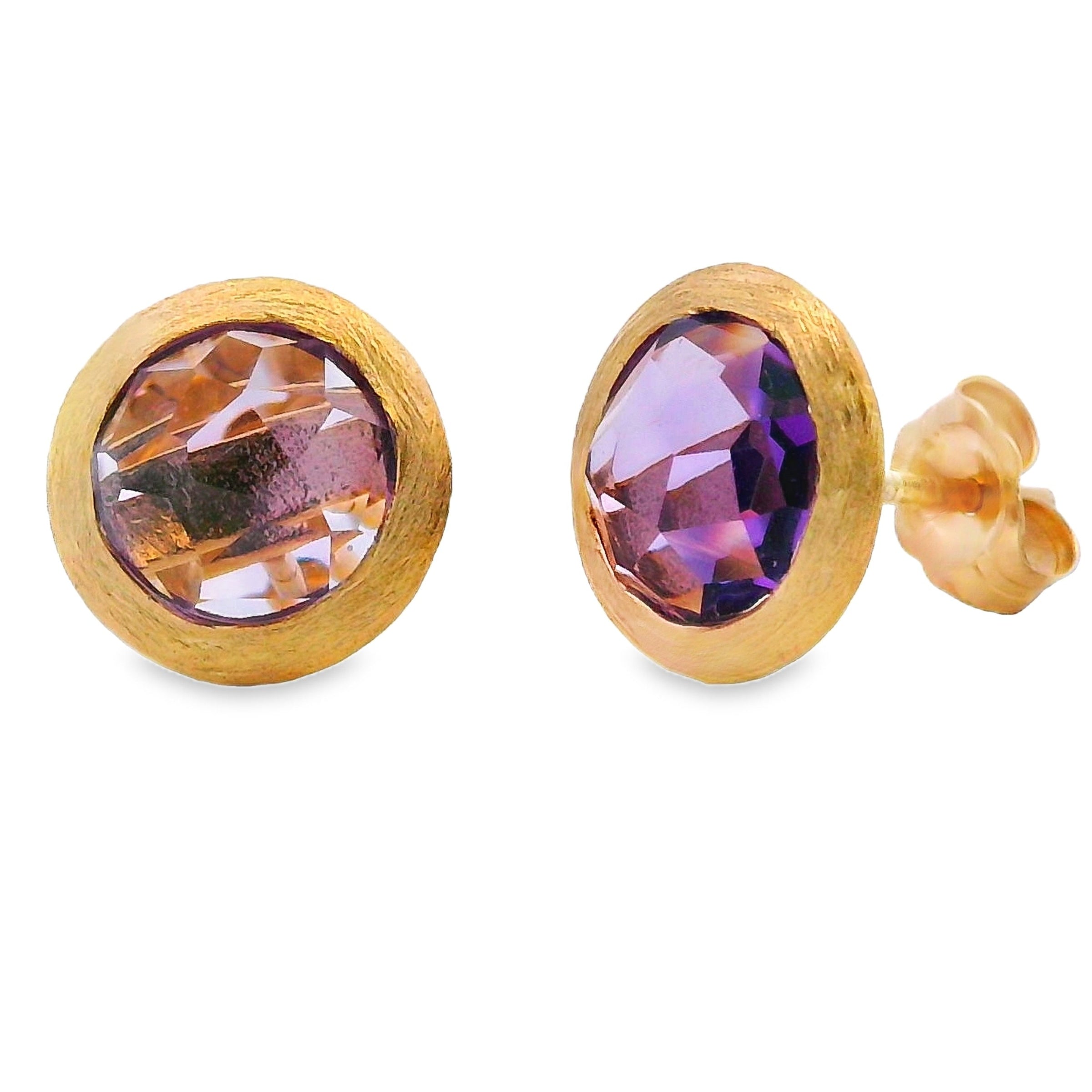 Natural 2.20ct Amethyst Earrings 14KT Yellow Gold