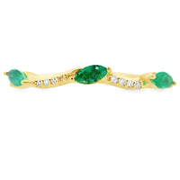 Emerald Diamond stackable band set 14KT Yellow Gold