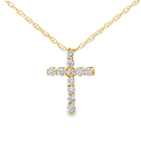 .12ct Diamond Cross Religious Pendant 10KT Yellow Gold