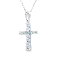 .20ct Emerald Cross Religious Pendant 14KT White Gold