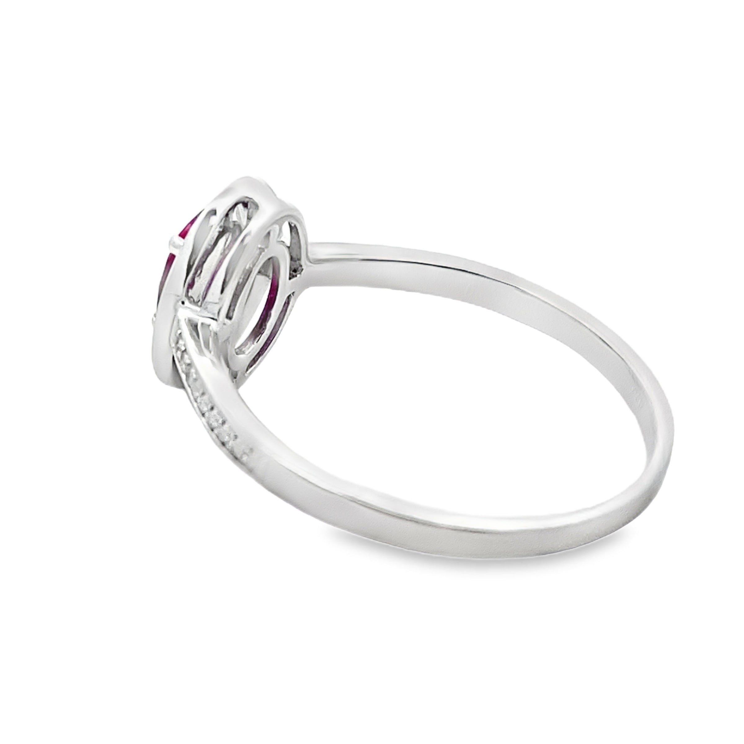 Genuine .67ct Ruby Diamond Ring 10KT White Gold