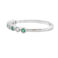Emerald Diamond stackable band set 14KT White Gold