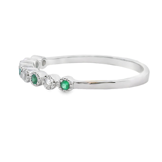 Emerald Diamond stackable band set 14KT White Gold