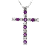 .50ct Amethyst Cross Religious Pendant Sterling Silver