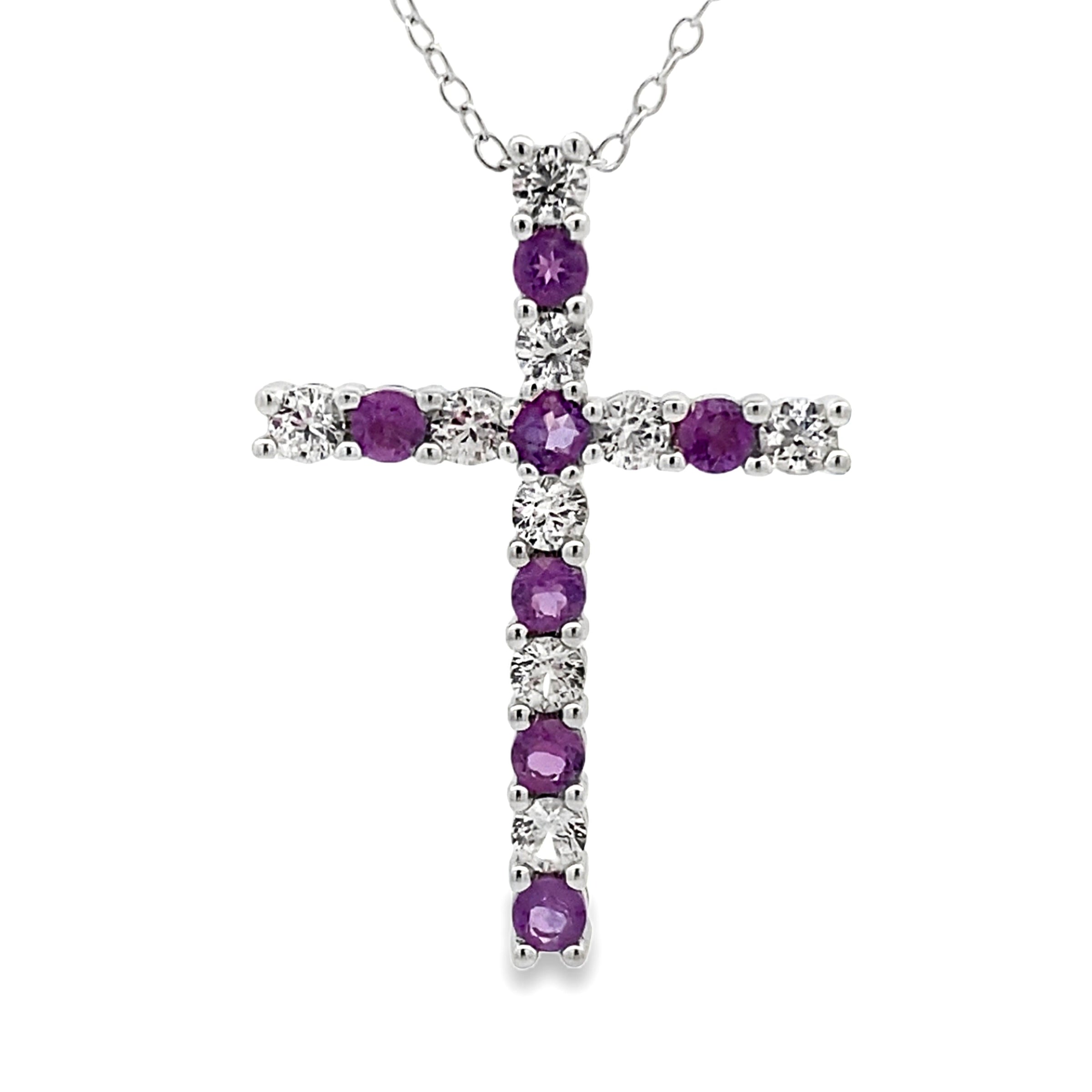 .50ct Amethyst Cross Religious Pendant Sterling Silver