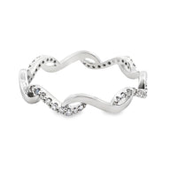 Genuine .17ct Diamond Wedding Band Ring 14KT White Gold