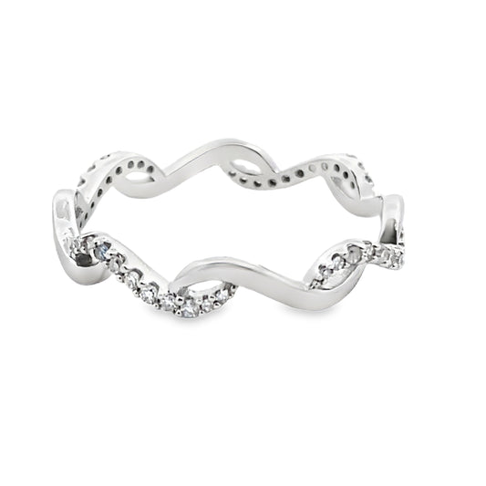 Genuine .17ct Diamond Wedding Band Ring 14KT White Gold