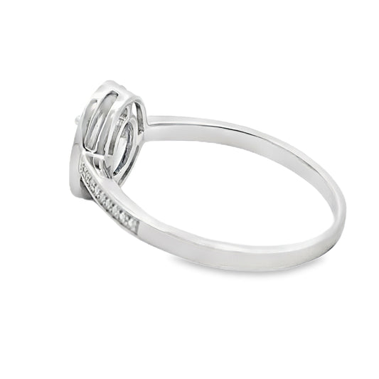 Genuine .67ct Sapphire Diamond Ring 10KT White Gold