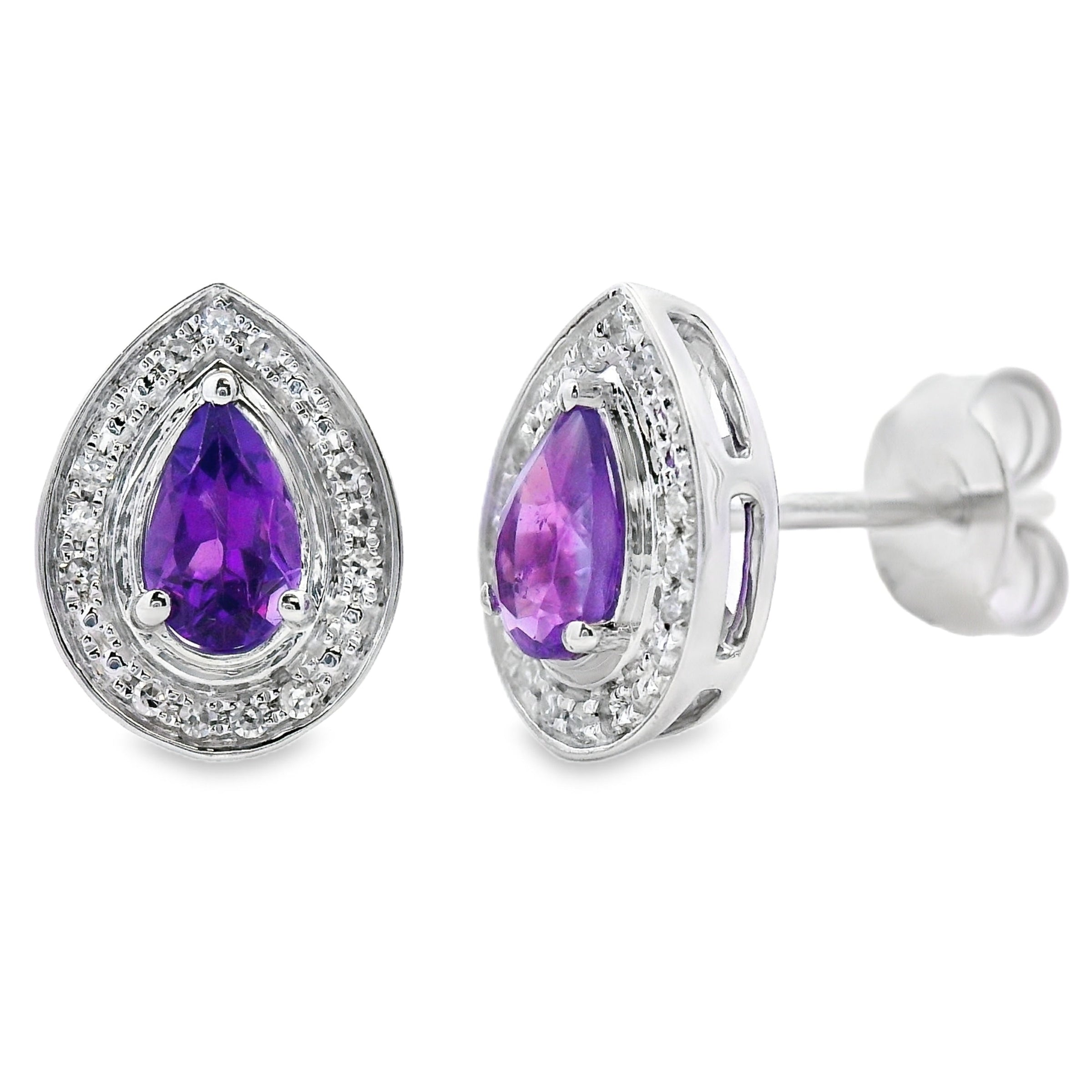 .47ct Amethyst Diamond Stud Earrings 10KT White Gold