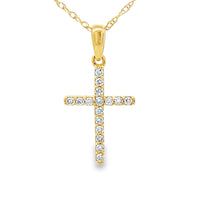 .10ct Diamond Cross Religious Pendant 14KT Yellow Gold