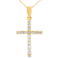 .25ct Diamond Cross Religious Pendant 14KT Yellow Gold