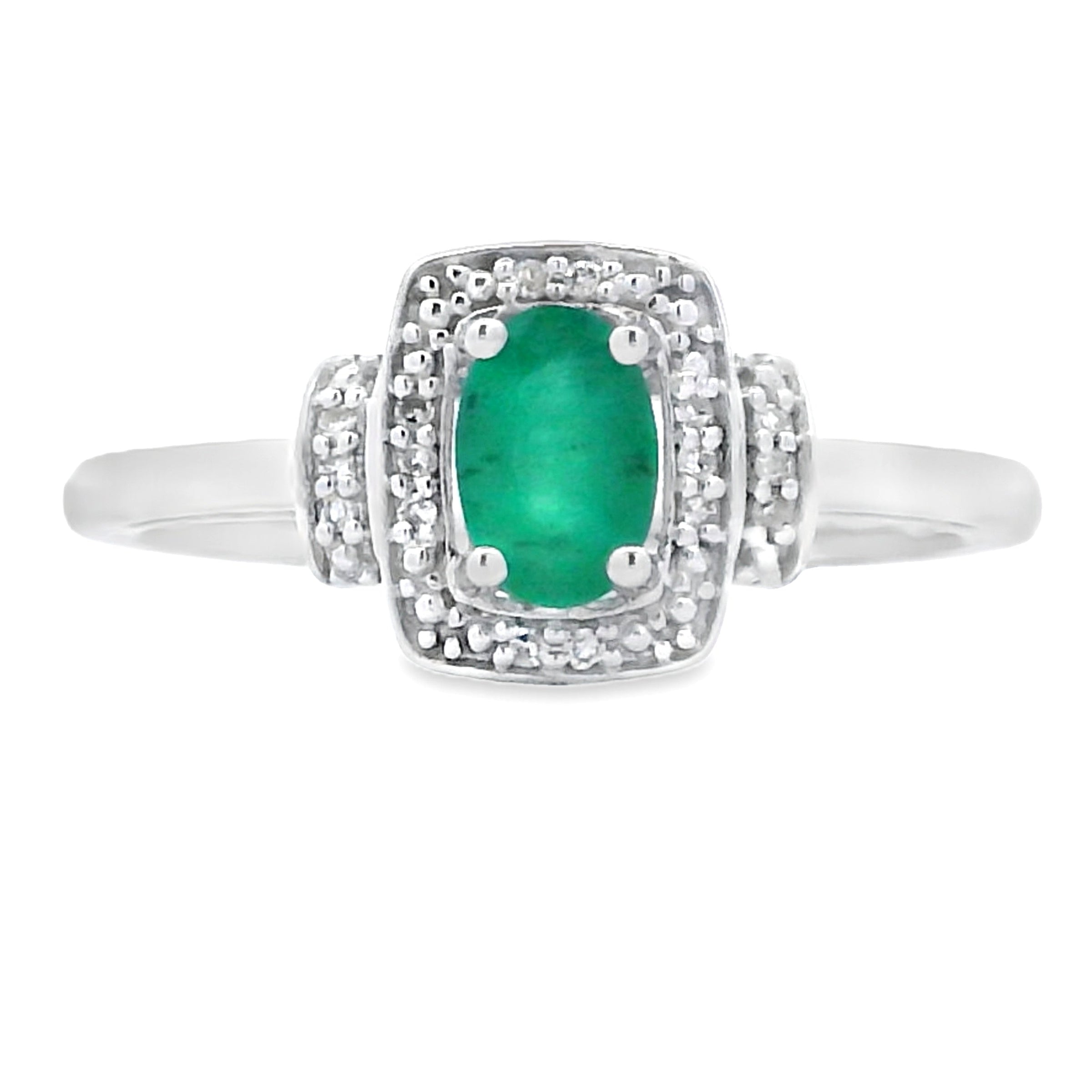Genuine .45ct Emerald Diamond Ring 10KT White Gold