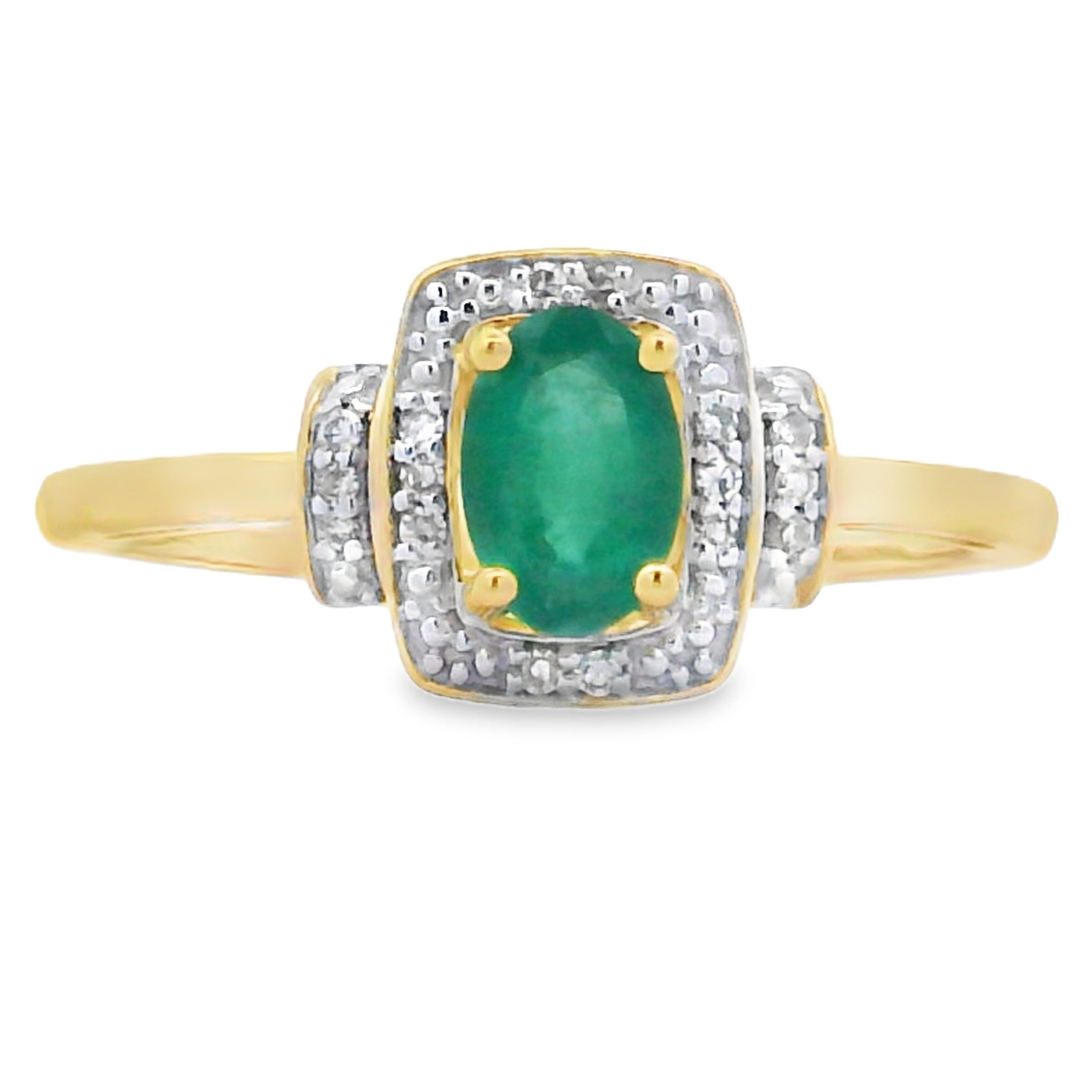 Natural .45ct Emerald Diamond Ring 10KT Yellow Gold