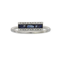 Genuine .63ct Diamond Sapphire Ring 14KT White Gold