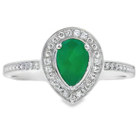 Natural .55ct Chalcedony Diamond Ring 10KT White Gold
