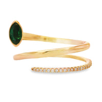 Natural .75ct Emerald Diamond Ring 14KT Yellow Gold