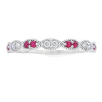 .25ct Ruby Diamond stackable band set 14KT White Gold