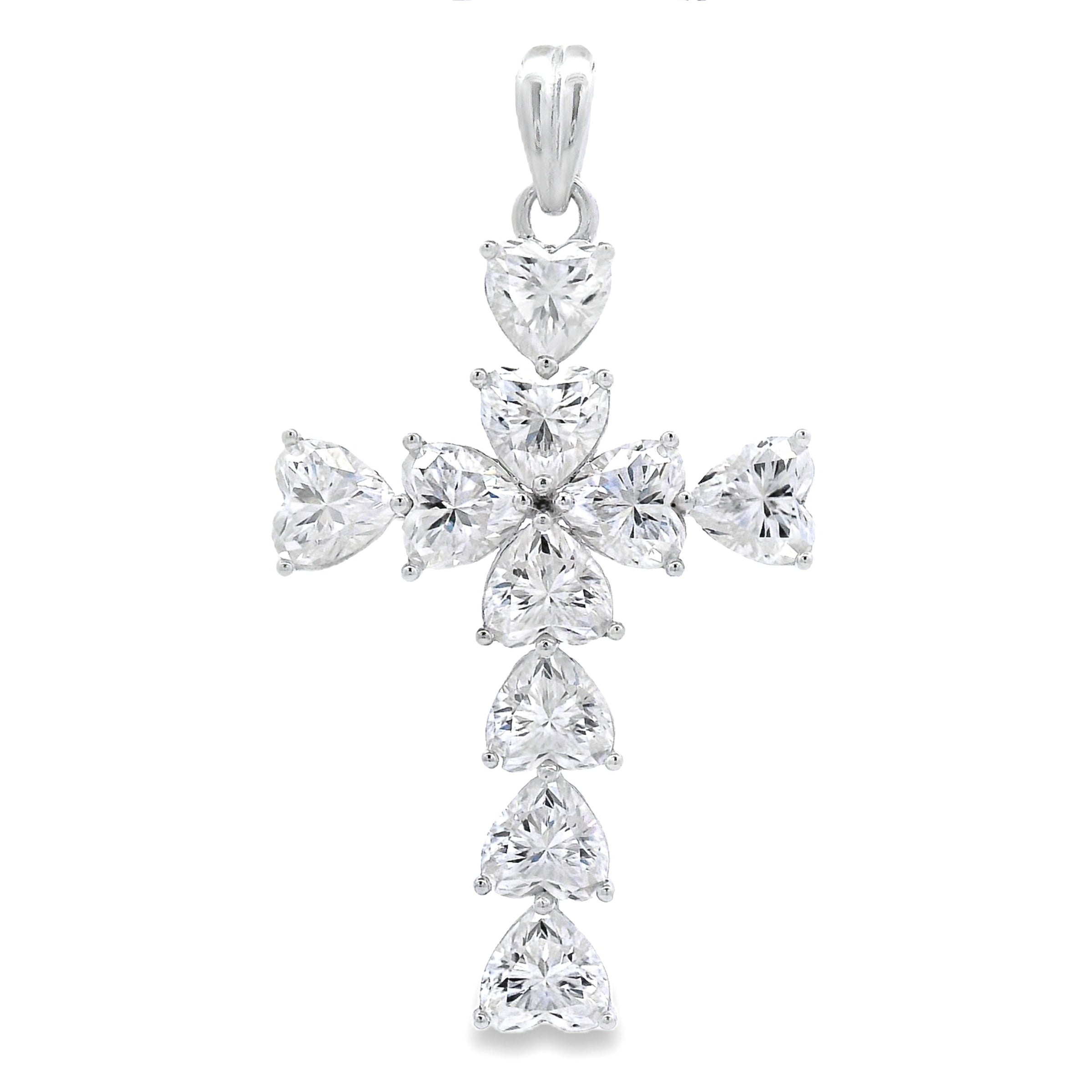 Moissanite Cross Religious Pendant Sterling Silver
