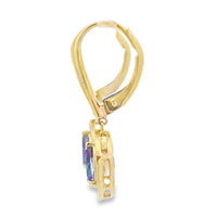 Mystic Fire Topaz Dangle Earrings 10KT Yellow Gold