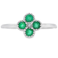 Genuine .15ct Emerald Diamond Ring 10KT White Gold